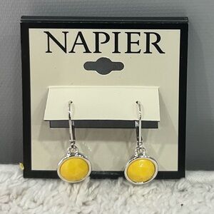 Napier Silver-Tone Earrings with Bright Yellow Drops